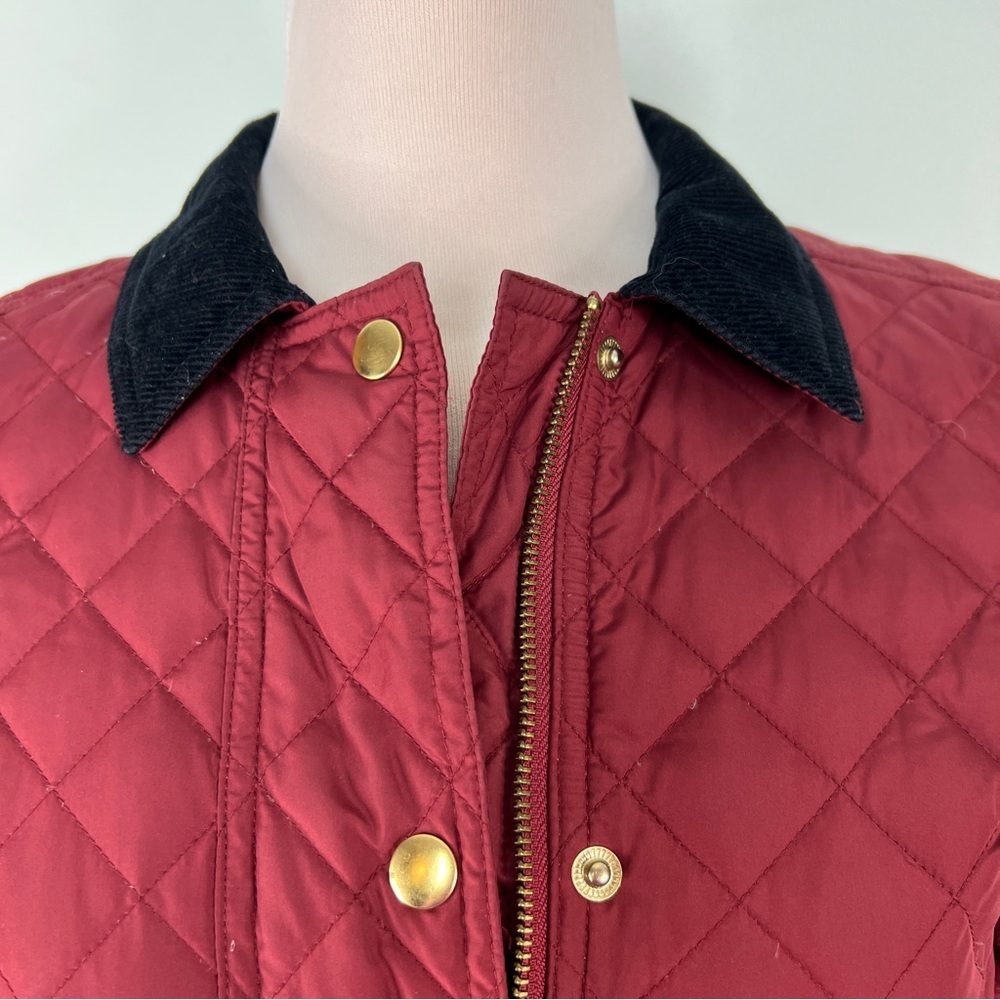 J.Crew Quilted Down-Filled Jacket Burgundy Corduroy Collar Women’s Size XS - Picture 4 of 13